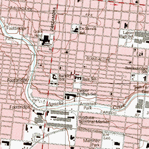 Topographic Map of Ruiz School, TX