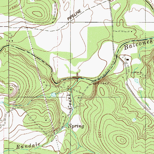Topographic Map of Rundale Creek, TX