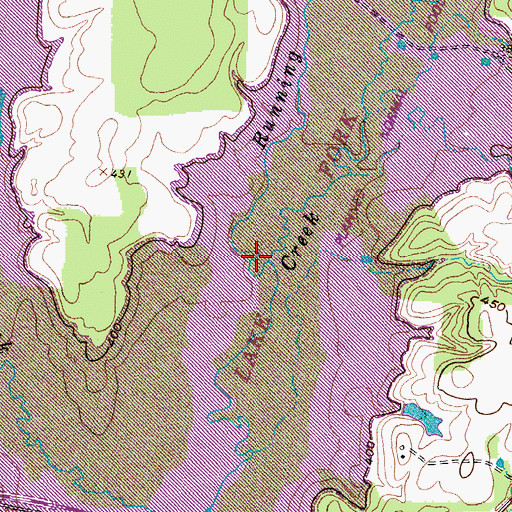 Topographic Map of Running Creek, TX