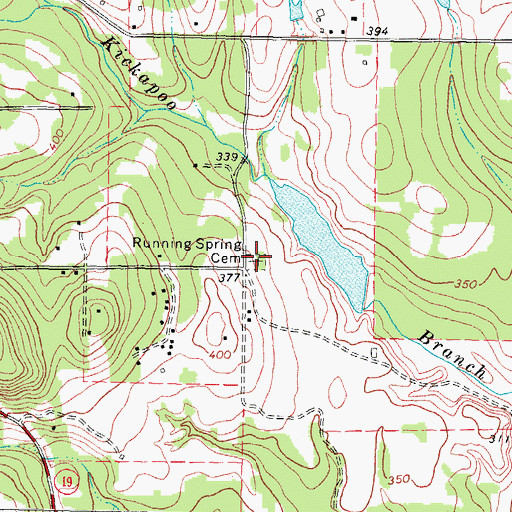 Topographic Map of Running Spring Cemetery, TX