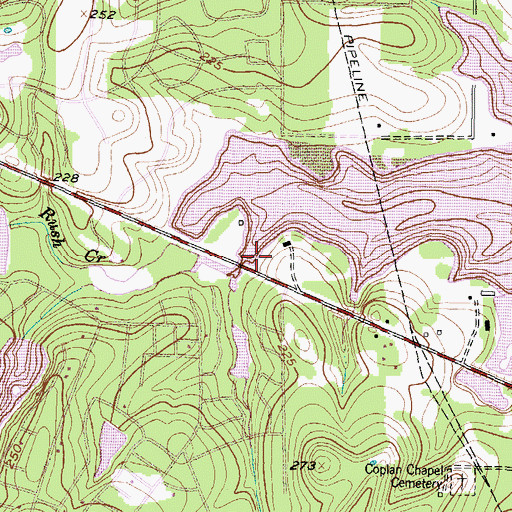 Topographic Map of Rush Creek, TX