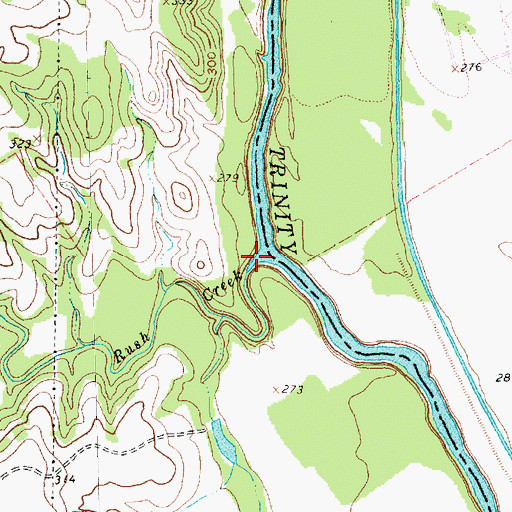 Topographic Map of Rush Creek, TX
