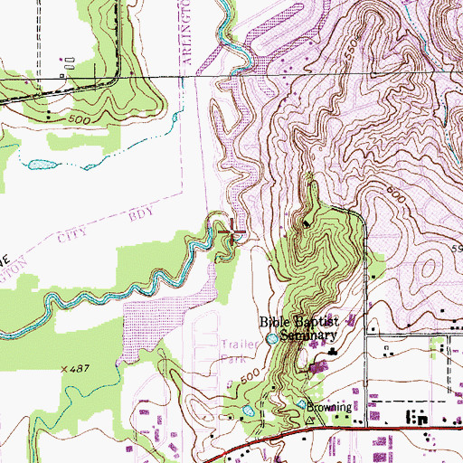 Topographic Map of Rush Creek, TX