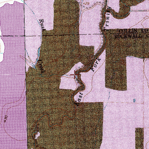 Topographic Map of Rush Creek, TX