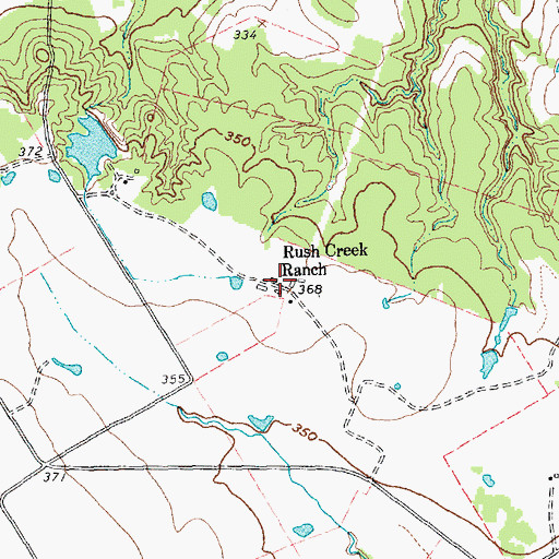 Topographic Map of Rush Creek Ranch, TX