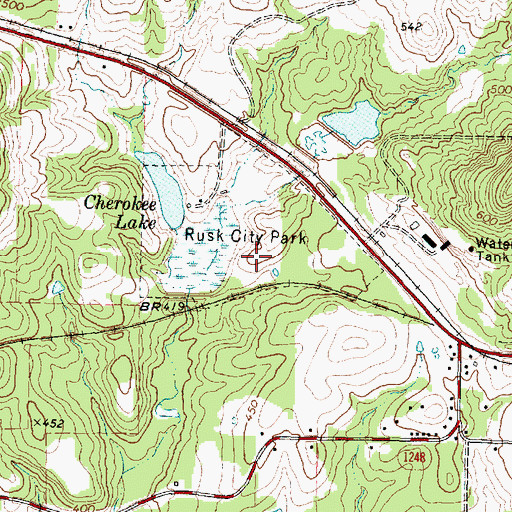 Topographic Map of Rusk City Park, TX