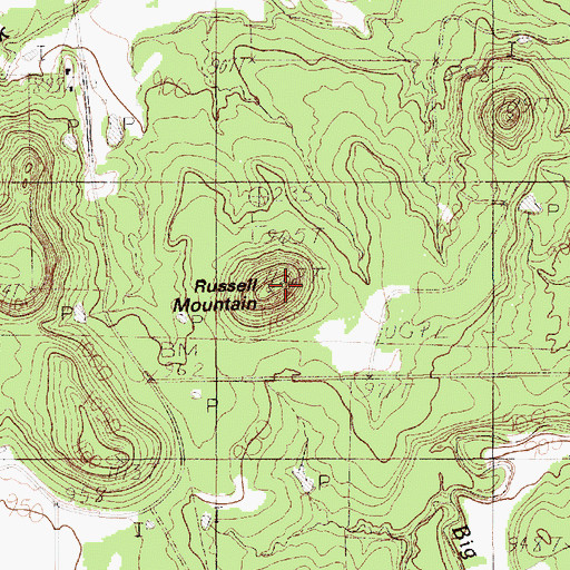 Topographic Map of Russel Mountain, TX