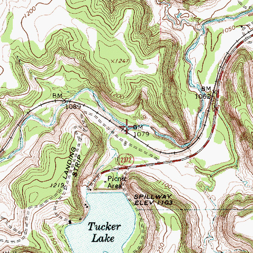 Topographic Map of Russell Creek, TX
