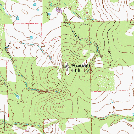 Topographic Map of Russell Hill, TX