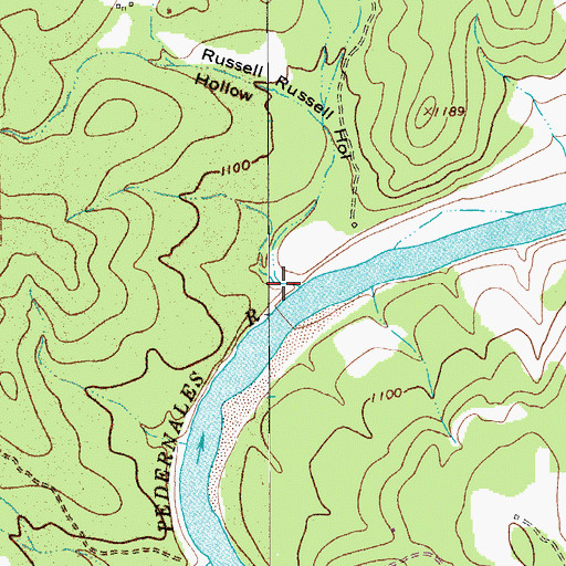 Topographic Map of Russell Hollow, TX