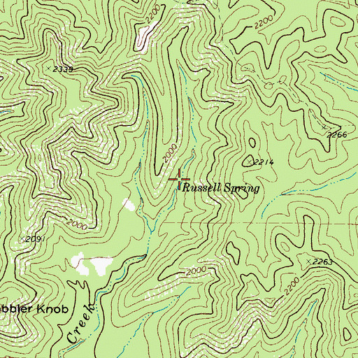 Topographic Map of Russell Spring, TX