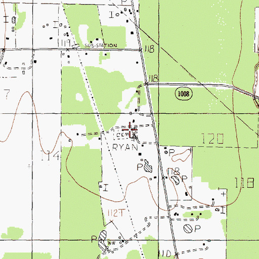 Topographic Map of Ryan Cemetery, TX