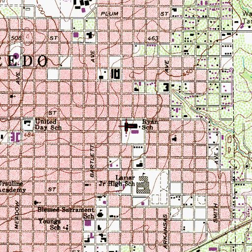 Topographic Map of Ryan School, TX