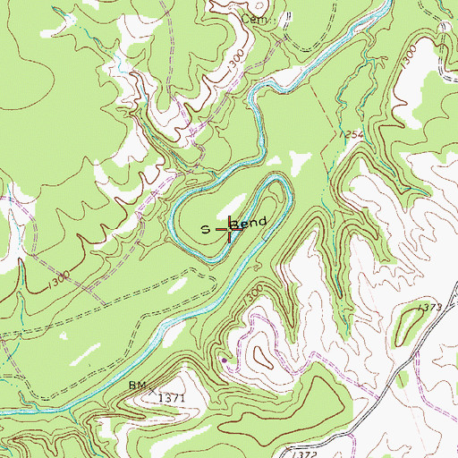 Topographic Map of S Bend, TX