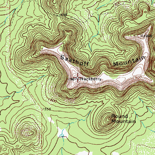 Topographic Map of Saathoff Mountain, TX