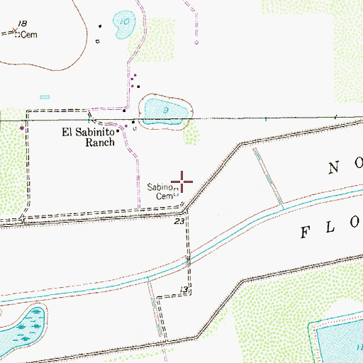 Topographic Map of Sabino Cemetery, TX
