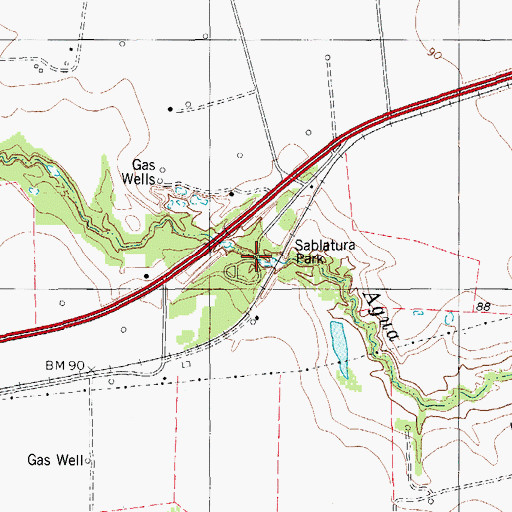 Topographic Map of Sablatura Park, TX