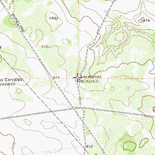 Topographic Map of Sacatones Windmill, TX