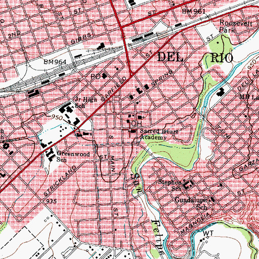 Topographic Map of Sacred Heart Catholic School, TX