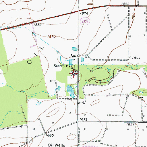 Topographic Map of Sacred Heart Church, TX