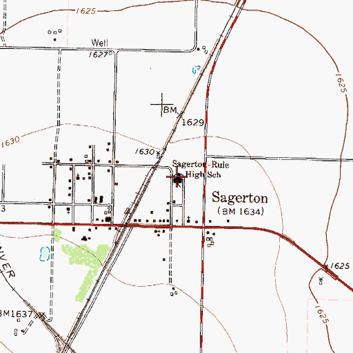 Topographic Map of Sagerton-Rule High School, TX