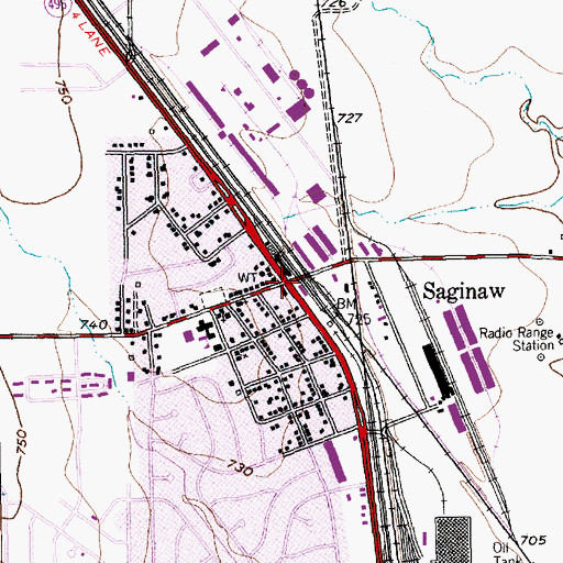 Topographic Map of Saginaw, TX