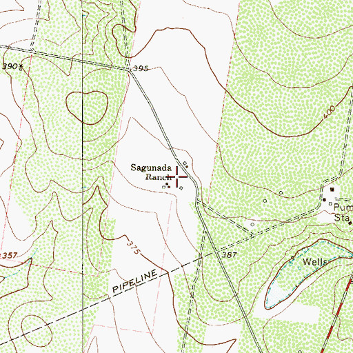 Topographic Map of Sagunada Ranch, TX