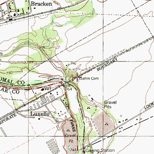 Topographic Map of Sahm Cemetery, TX