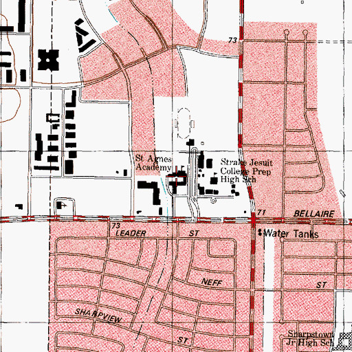 Topographic Map of Saint Agnes Academy, TX