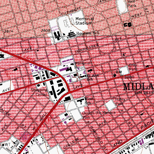 Topographic Map of Saint Ann School, TX