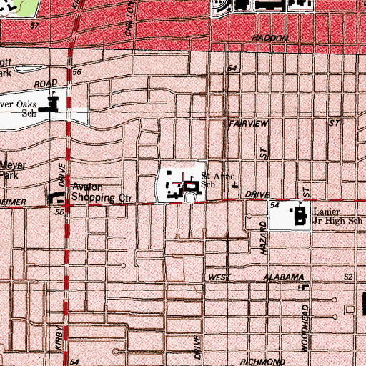 Topographic Map of Saint Anne School, TX