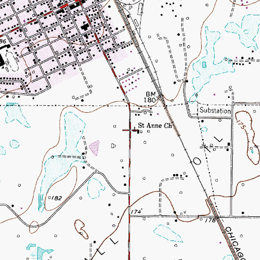 Topographic Map of Saint Anne Church, TX