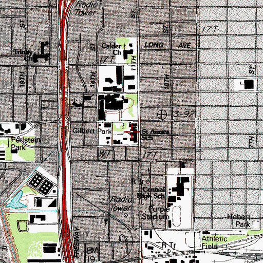 Topographic Map of Saint Annes School, TX