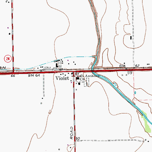 Topographic Map of Saint Anthony Church, TX