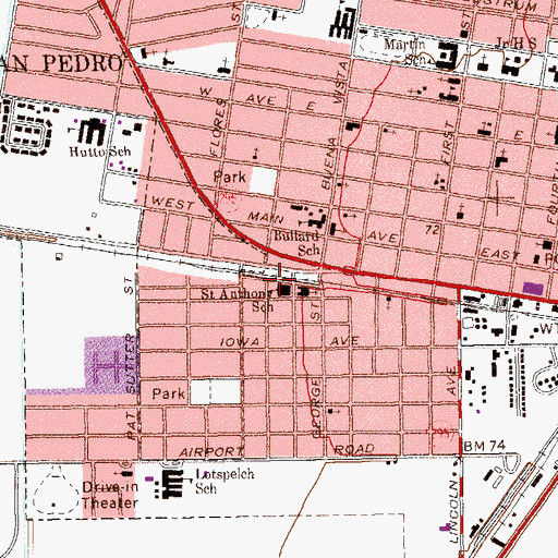 Topographic Map of Saint Anthony Catholic School, TX