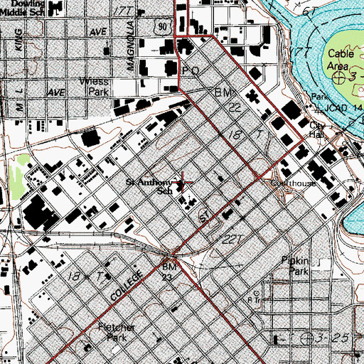 Topographic Map of Saint Anthony School, TX