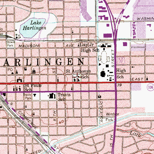 Topographic Map of Saint Anthony's Catholic School, TX