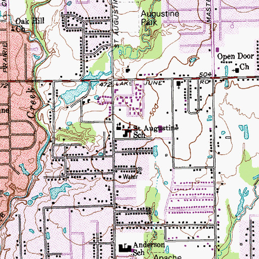 Topographic Map of Saint Augustine School, TX