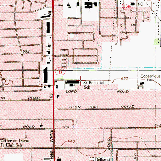 Topographic Map of Saint Benedict School, TX