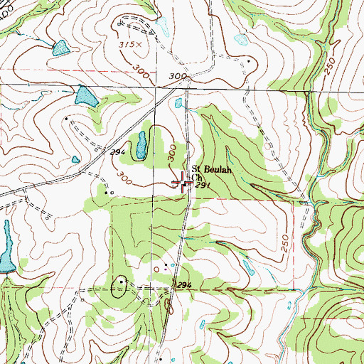 Topographic Map of Saint Beulah Church, TX