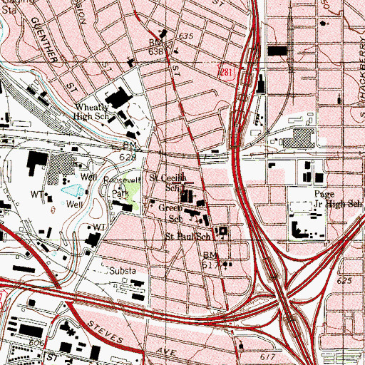 Topographic Map of Saint Cecilia School, TX