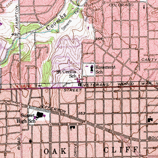 Topographic Map of Saint Cecilia School, TX