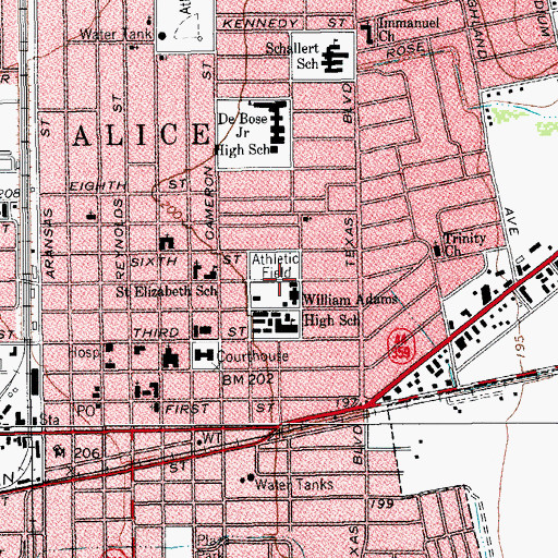 Topographic Map of Saint Elizabeth School, TX