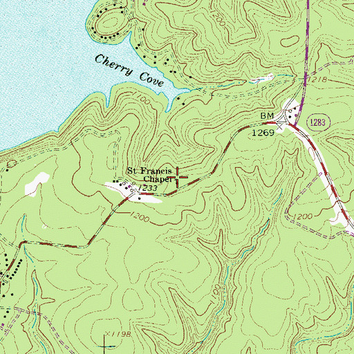 Topographic Map of Saint Francis Chapel, TX