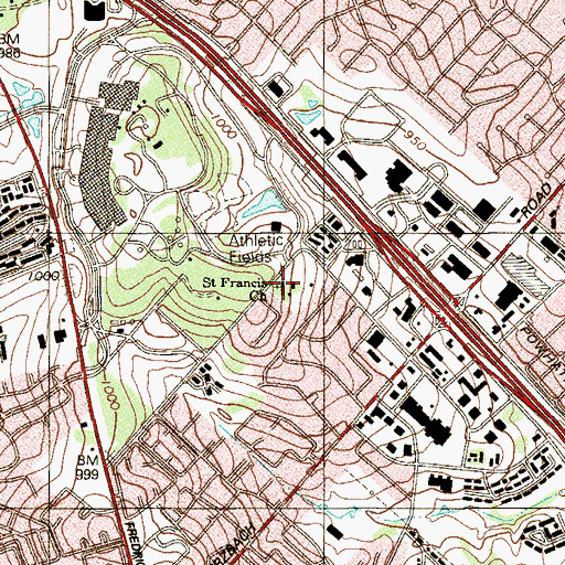 Topographic Map of Saint Francis Church, TX