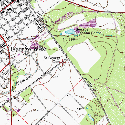 Topographic Map of Saint George Cemetery, TX