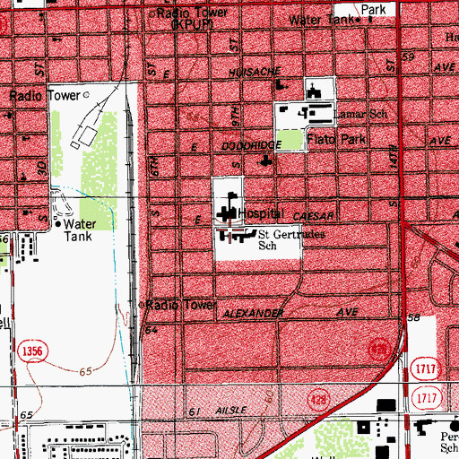 Topographic Map of Saint Gertrude School, TX