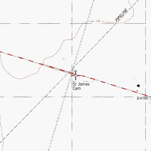 Topographic Map of Saint James Cemetery, TX