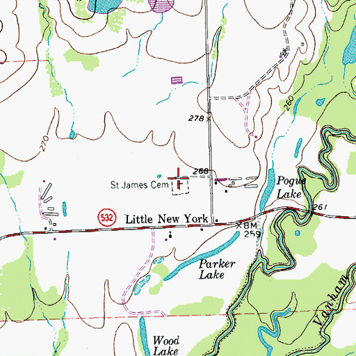 Topographic Map of Saint James Cemetery, TX