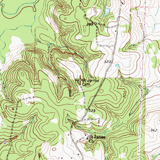 Topographic Map of Saint James Cemetery, TX